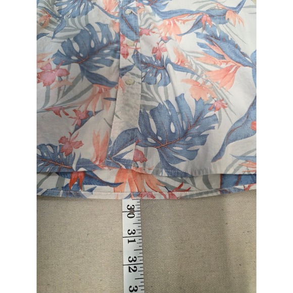 American Eagle Mens Short Sleeve Tropical Floral Palm Button Down Shirt Medium - Picture 6 of 6